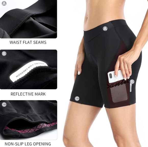 Santic Women's Bike Shorts w/ Padded Cycling Quick Dry Breathable Side Pockets S - Picture 5 of 6